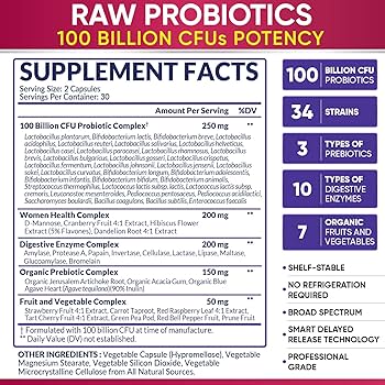 Wholesome Wellness Organic Raw Probiotics 100 Billion CFU, Dr Formulated for Women and Men, Complete Adult Supplement with Prebiotics and Digestive Enzymes; 30 Capsules, Shelf Stable